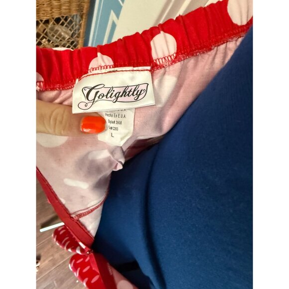 VTG Y2K Red with White Polka Dot Halter Top Swing Dress Golightly Large - Picture 5 of 6